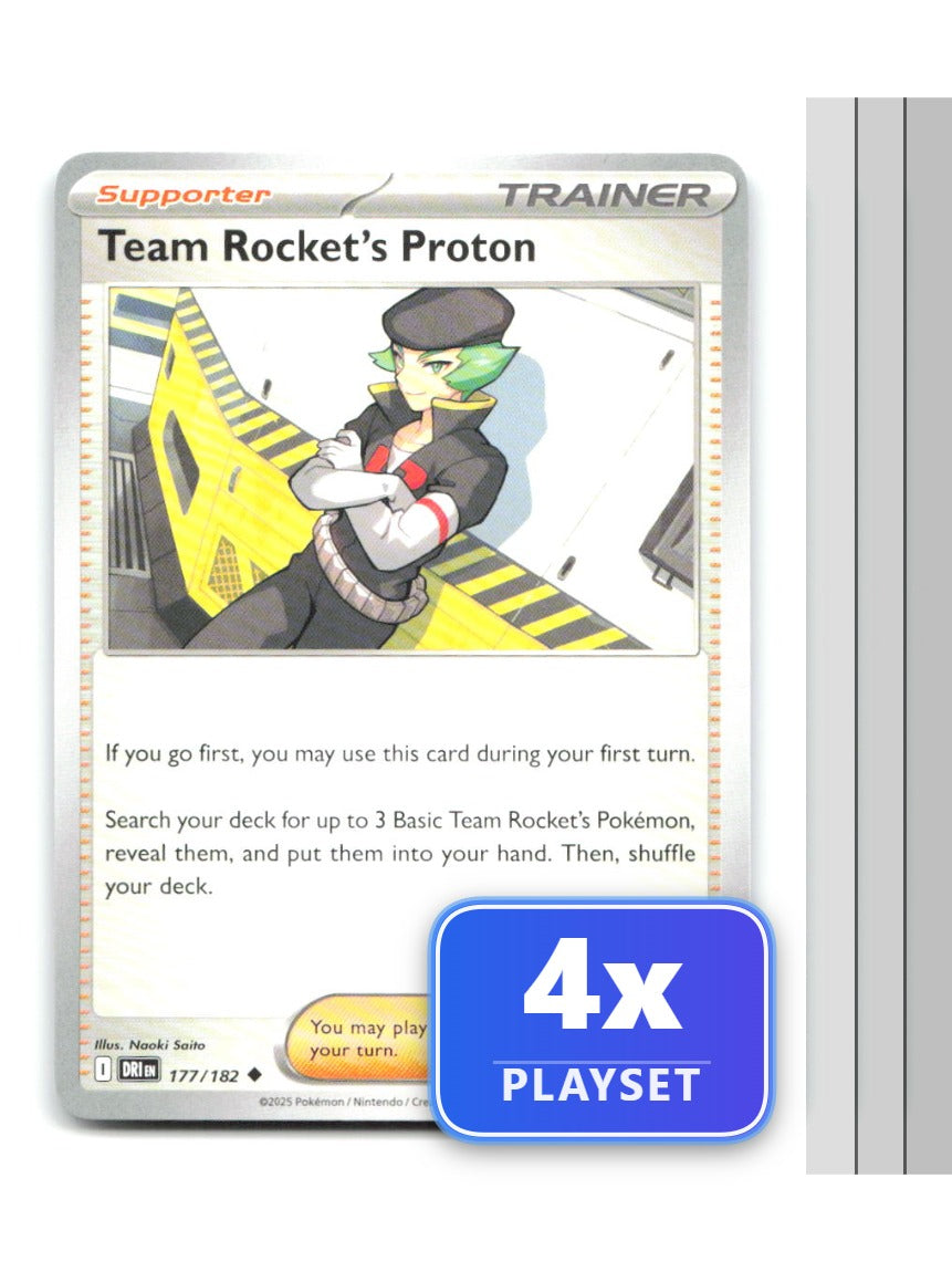 Playset of 4 Team Rocket's Proton 177/182 Uncommon Destined Rivals Pokemon NM