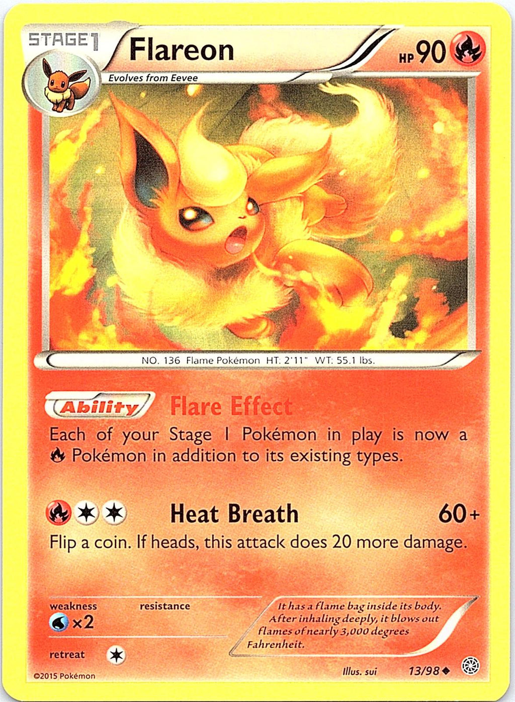 Flareon 13/98 Uncommon Ancient Origins Pokemon Lightly Played