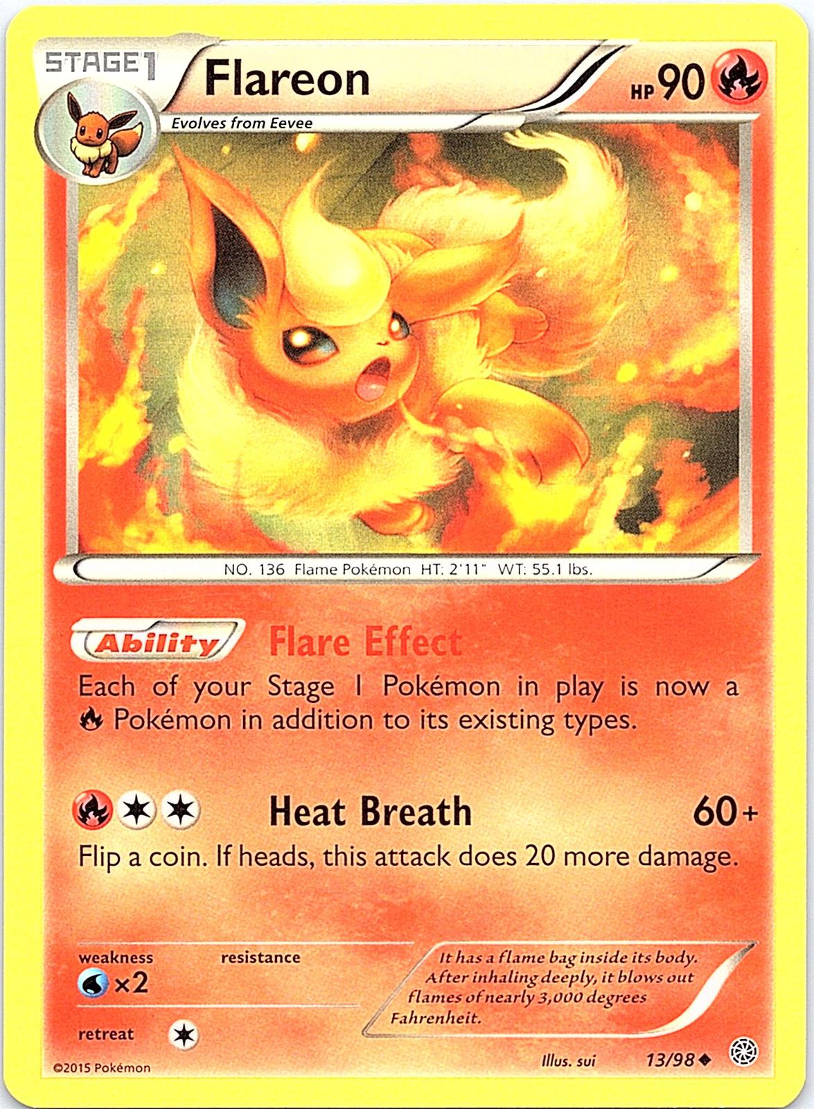 Flareon 13/98 Uncommon Ancient Origins Pokemon Lightly Played