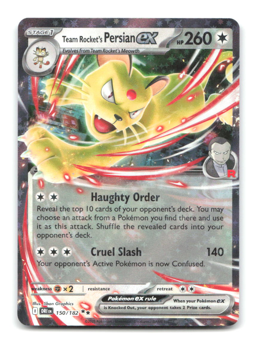 Team Rocket's Persian ex 150/182 DRI Pokemon Holo NM