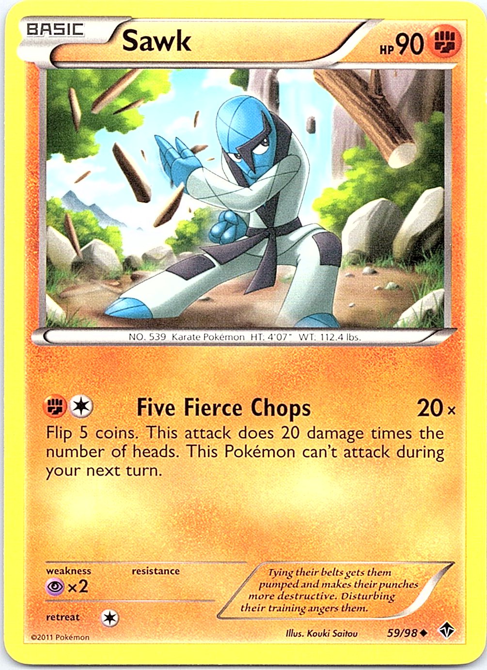 Sawk 59/98 Uncommon Emerging Powers Pokemon Moderately Played
