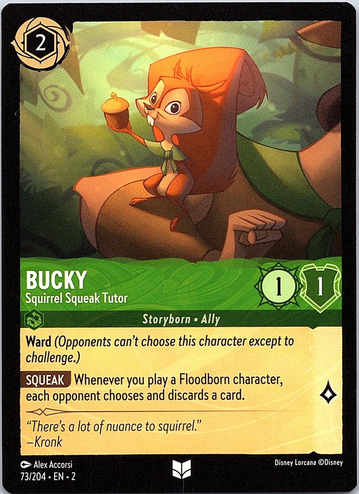 Bucky - Squirrel Squeak Tutor 73/204 Uncommon Rise of the Floodborn Lorcana NM