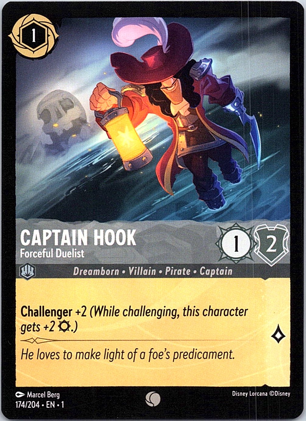 Captain Hook - Forceful Duelist 174/204 Common The First Chapter Lorcana NM