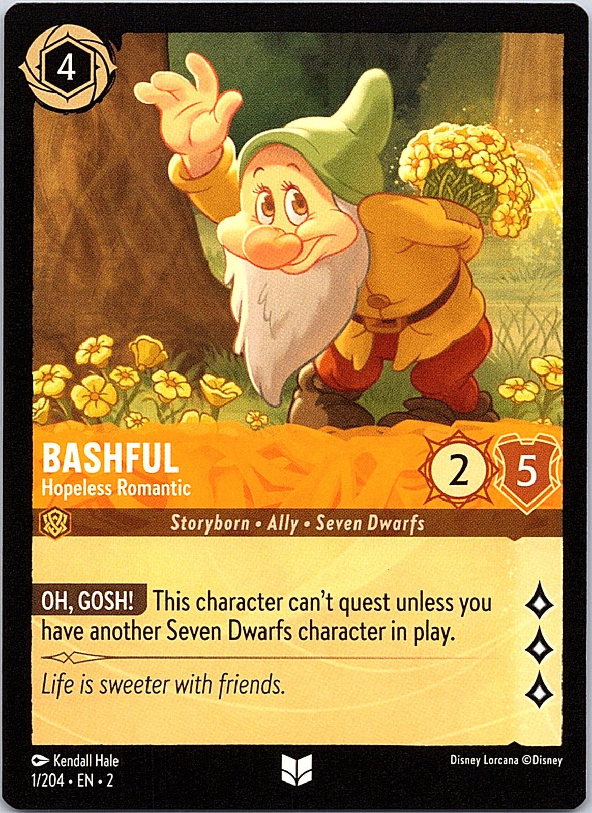 Bashful - Hopeless Romantic 1/204 Uncommon Rise of the Floodborn Lorcana NM