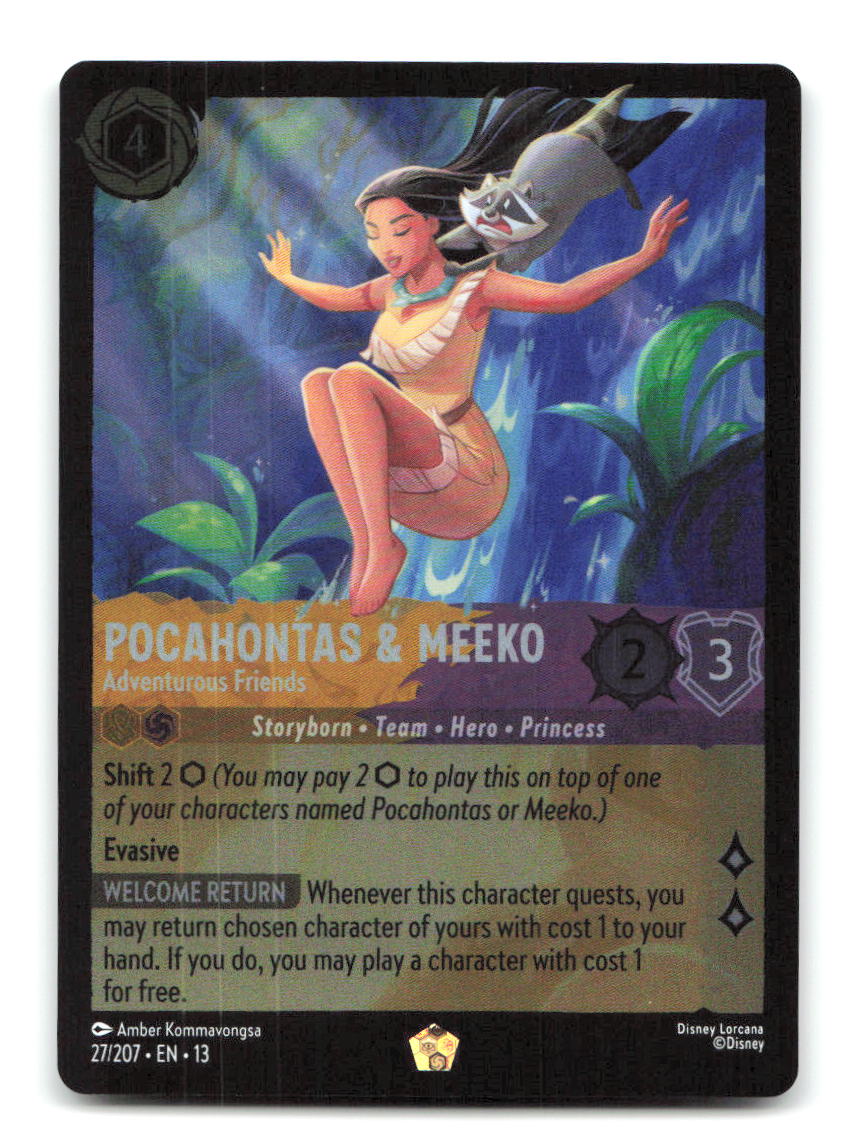 Pocahontas & Meeko - Adventurous Friends 27/204 13 Lorcana Cold Foil NM