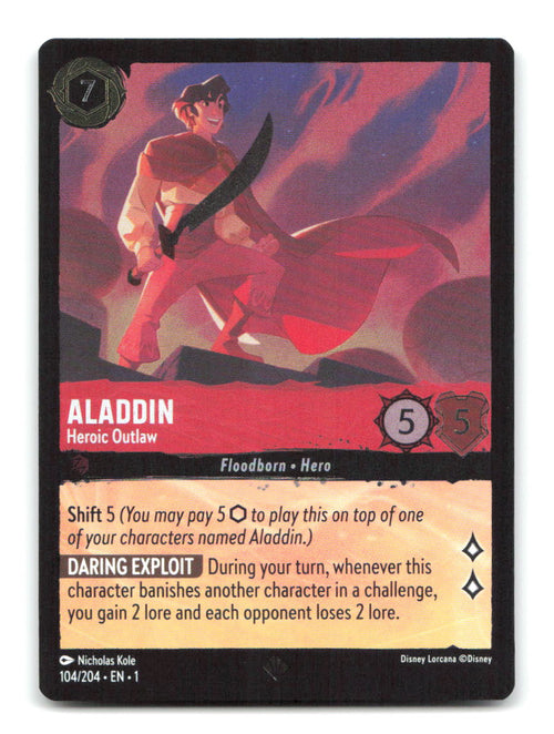 Aladdin - Heroic Outlaw 104/204 1 Lorcana Cold Foil NM