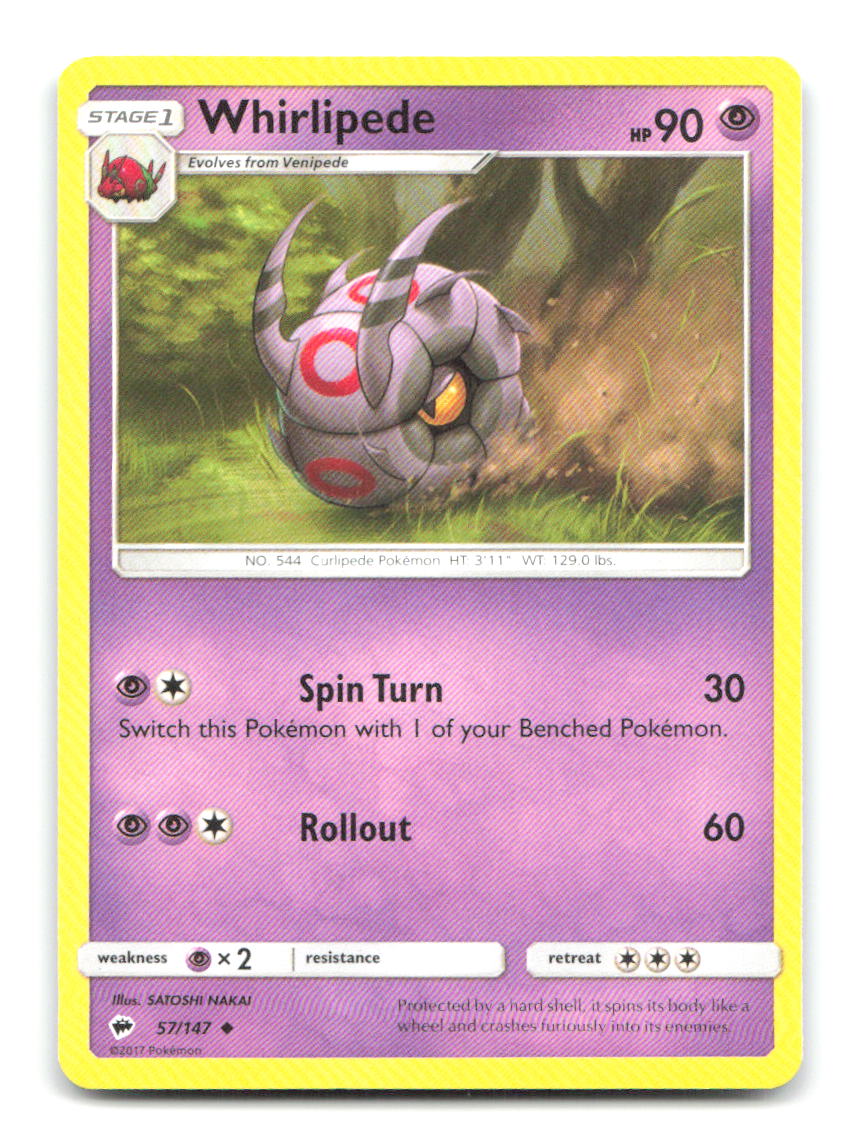 Whirlipede 57/147 UC Burning Shadows Pokemon LP