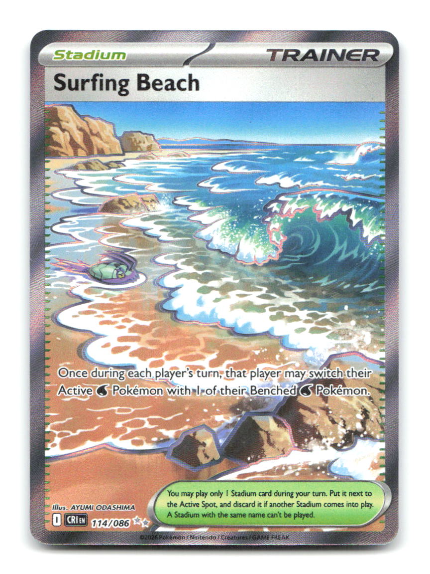 Surfing Beach 114/086 ME04 Pokemon Holo NM