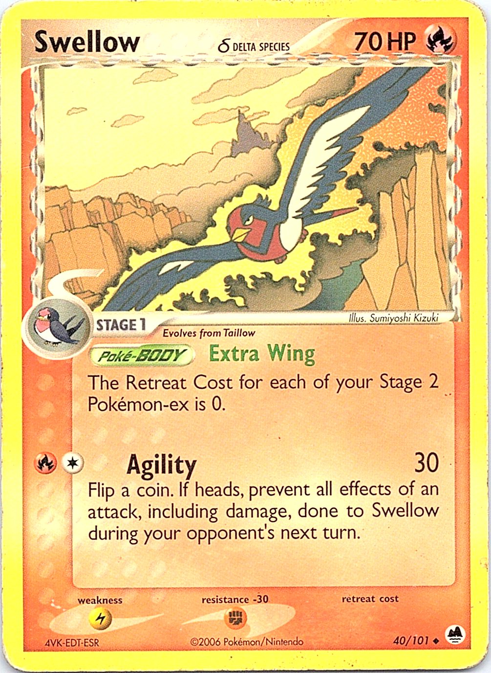Swellow 40/101 Uncommon Dragon Frontiers Pokemon Heavily Played
