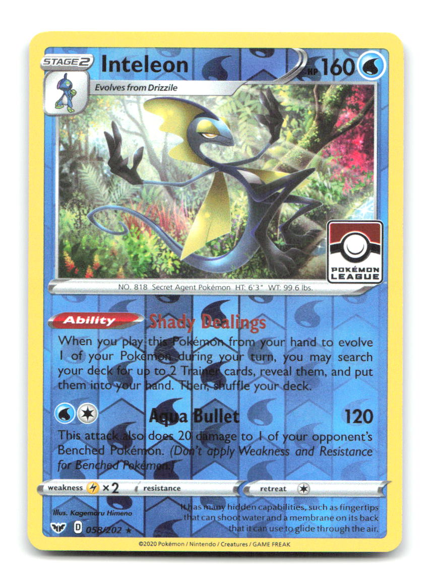 Inteleon (Pokemon League) 58/202 League & Championship Cards Pokemon Rev Holo LP
