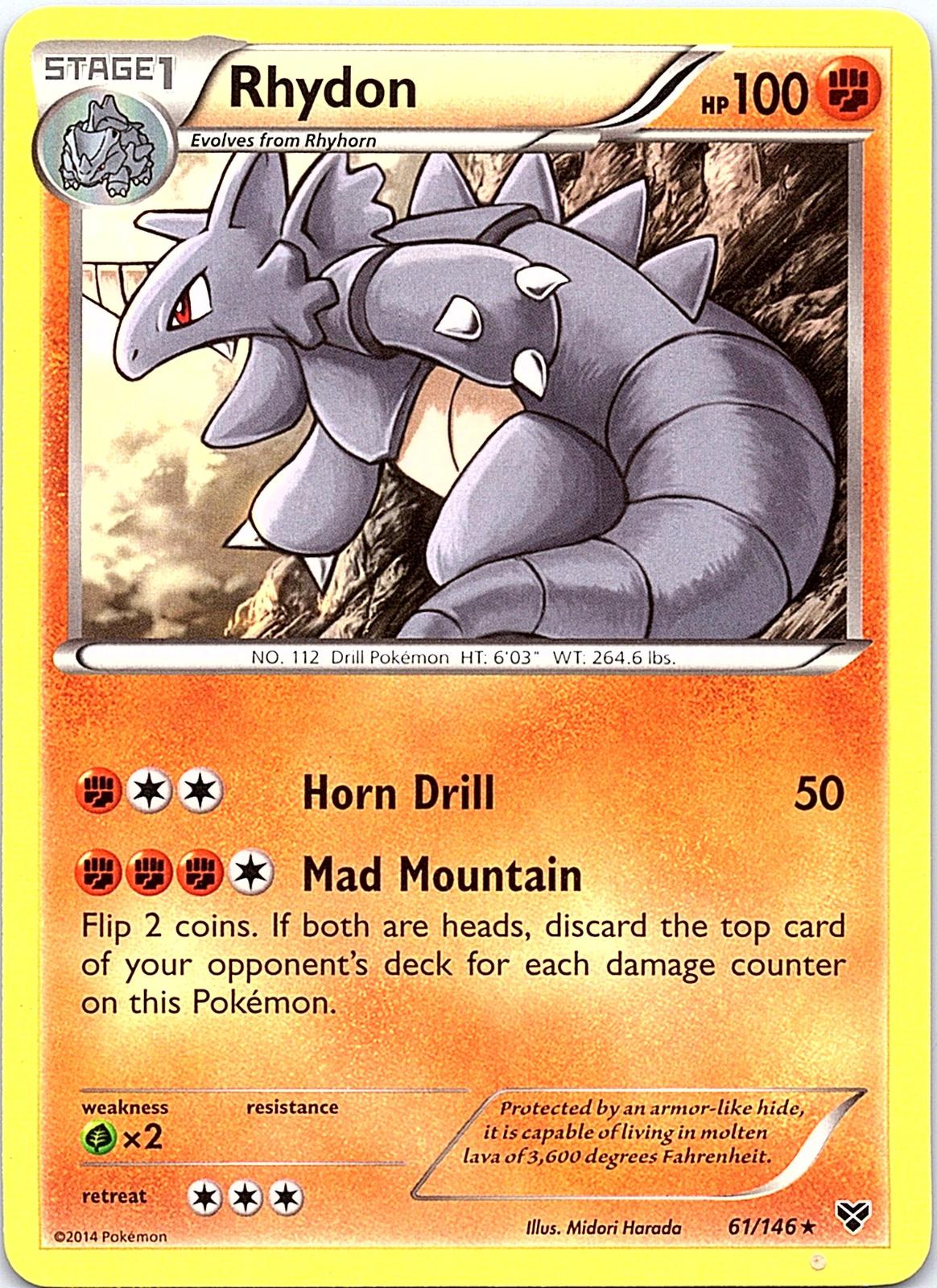 Rhydon 61/146 Rare XY Pokemon Moderately Played