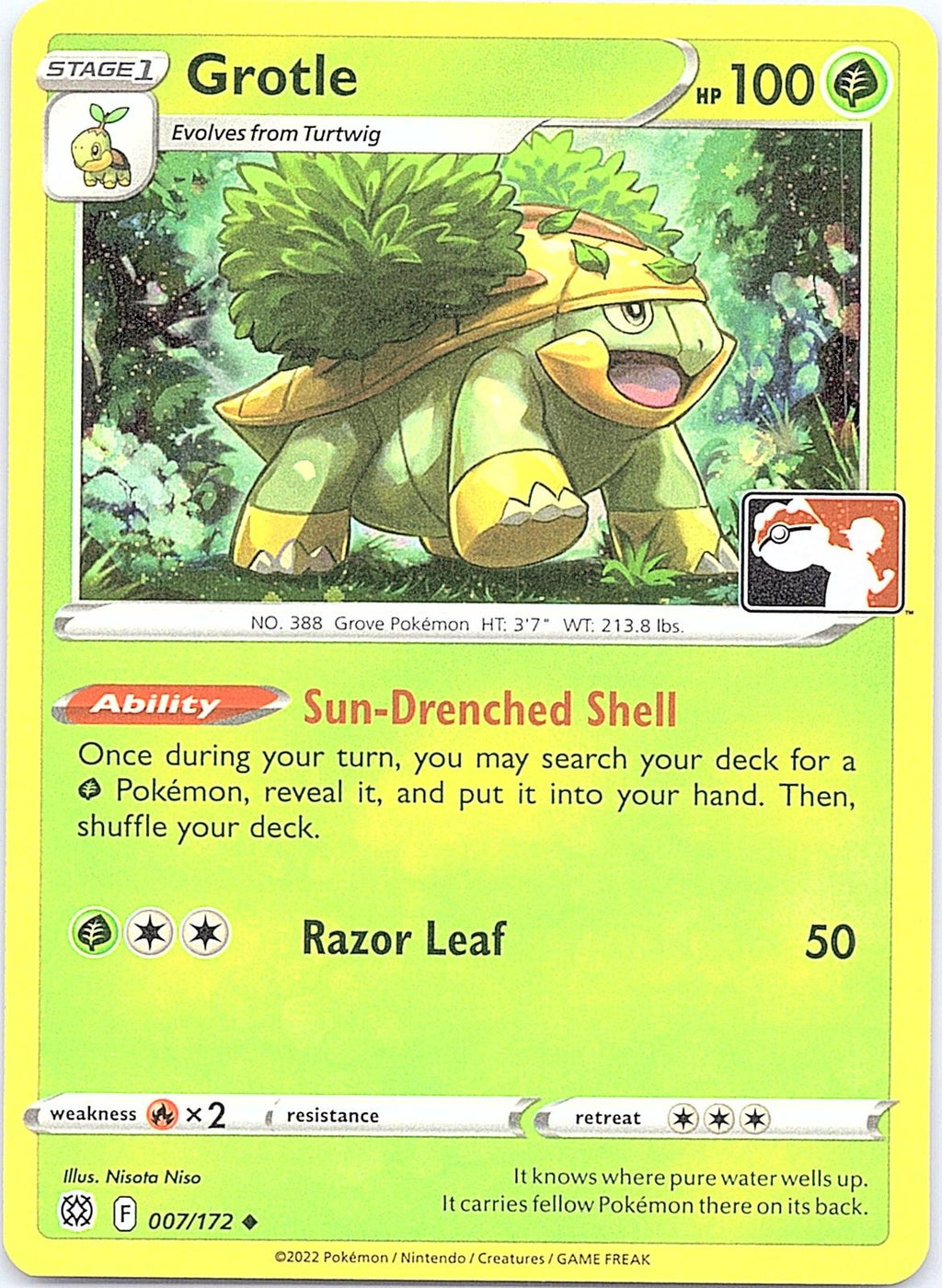 Grotle 007/172 Uncommon Prize Pack Series Cards Pokemon Lightly Played