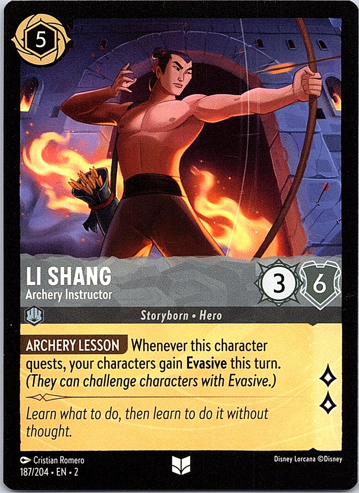 Li Shang - Archery Instructor 187/204 Uncommon Rise of the Floodborn Lorcana NM