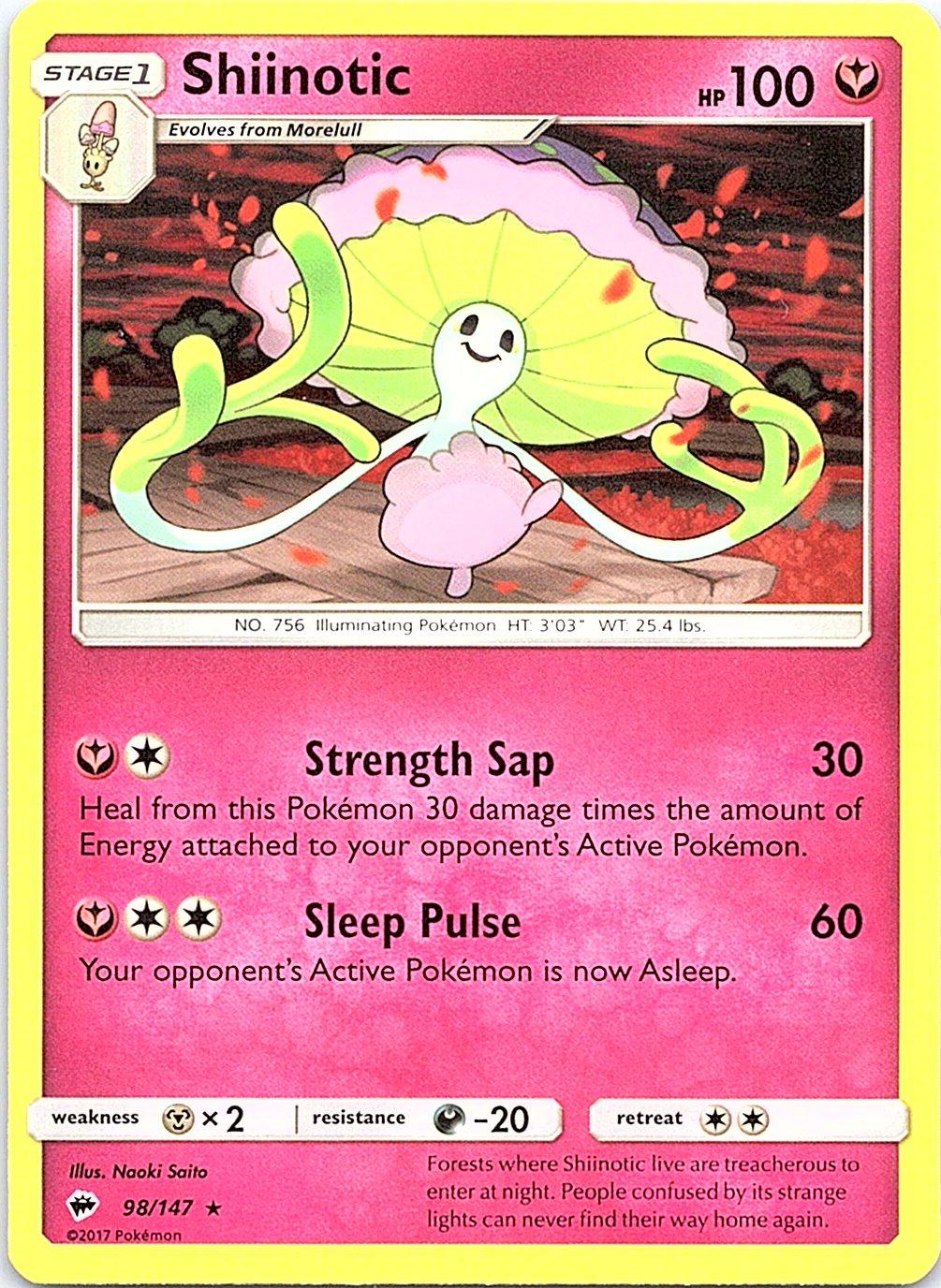 Shiinotic 98/147 Rare Burning Shadows Pokemon Lightly Played