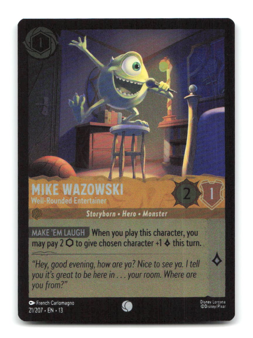 Mike Wazowski - Well-Rounded Entertainer 21/207 13 Lorcana Cold Foil NM