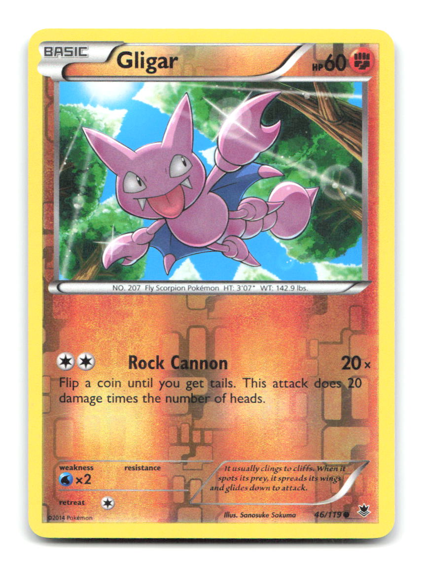Gligar 46/119 Common Phantom Forces Pokemon Reverse Holo Moderately Played