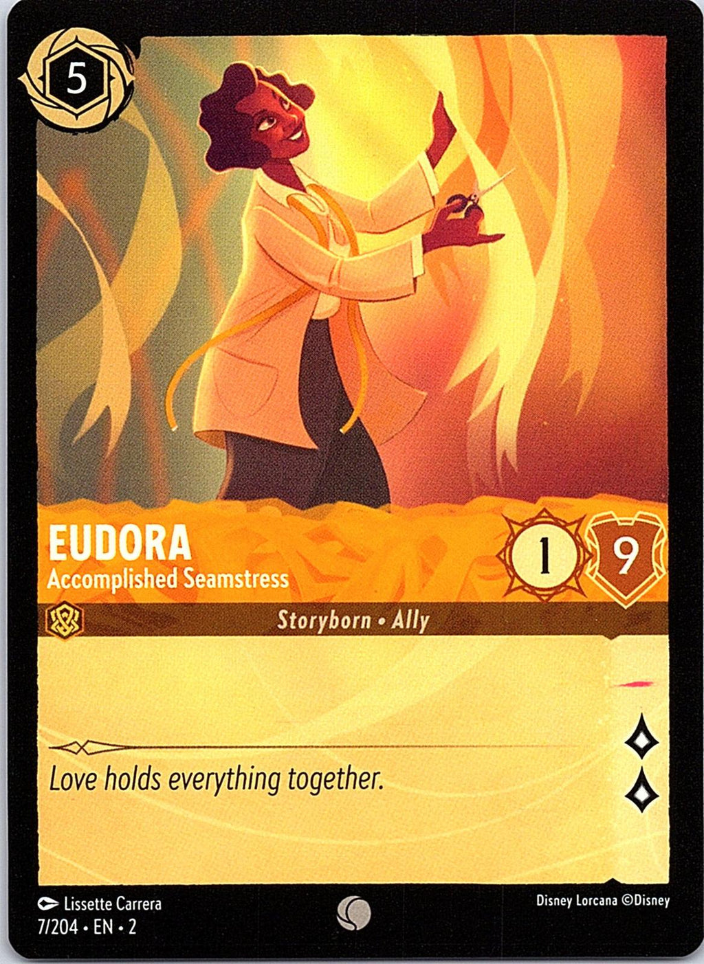 Eudora - Accomplished Seamstress 7/204 Common Rise of the Floodborn Lorcana NM