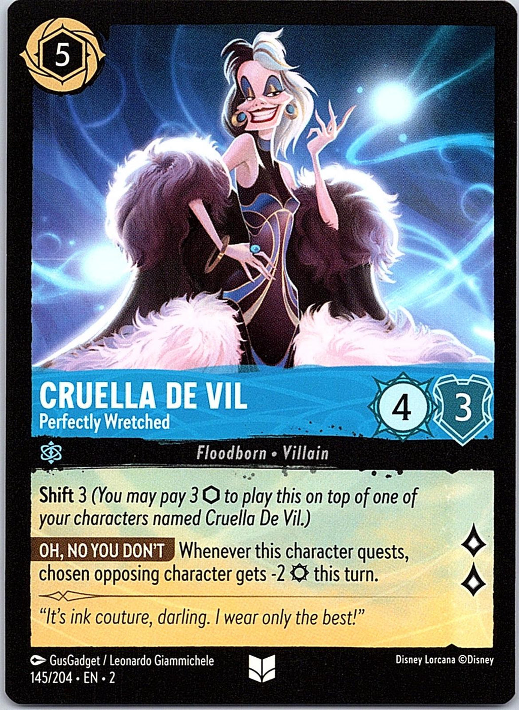 Cruella De Vil - Perfectly Wretched 145/204 Rise of the Floodborn Lorcana NM