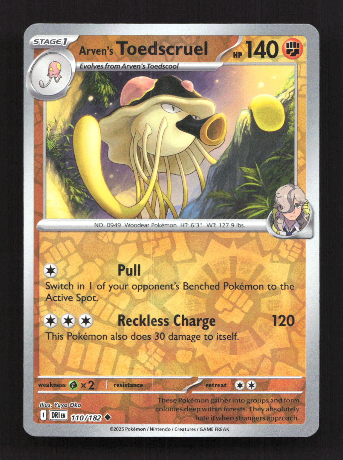 Arven's Toedscruel 110/182 Uncommon Destined Rivals Pokemon Reverse Holo NM