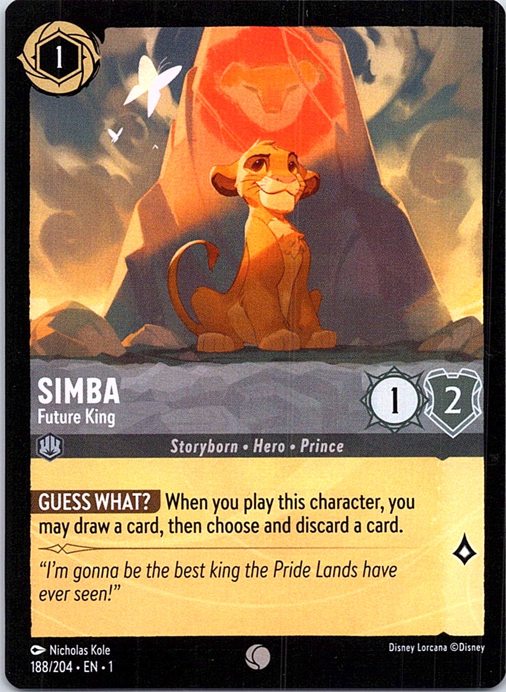 Simba - Future King 188/204 Common The First Chapter Lorcana Near Mint