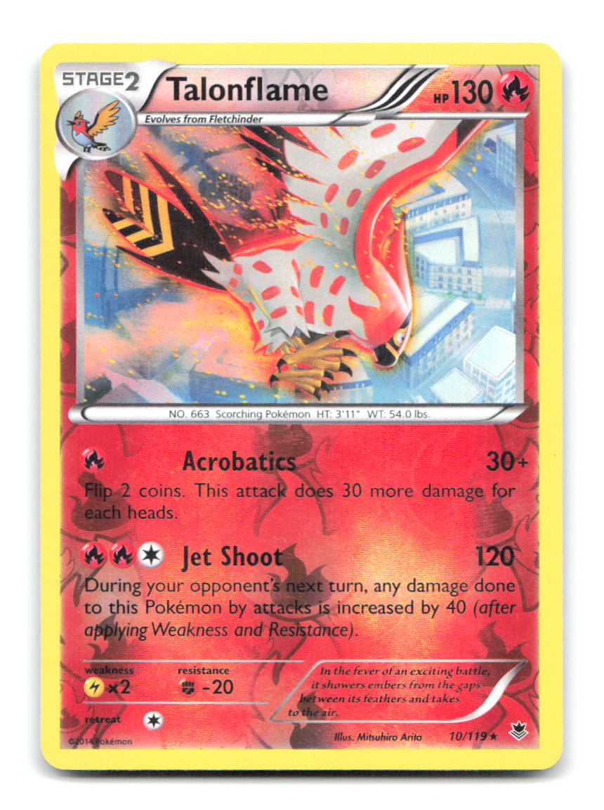 Talonflame 10/119 Rare Phantom Forces Pokemon Reverse Holo Moderately Played