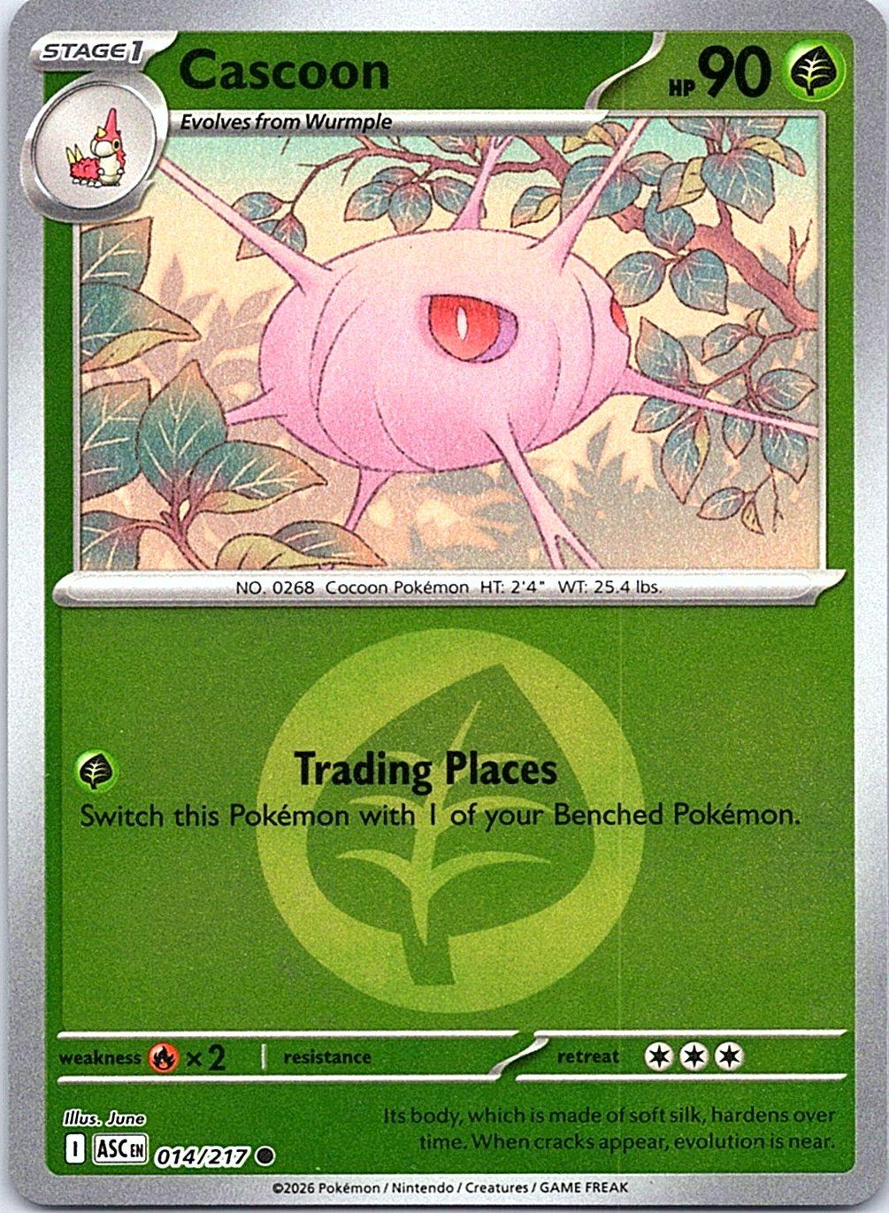 Cascoon (Energy Symbol Pattern) 014/217 Ascended Heroes Pokemon Reverse Holo NM