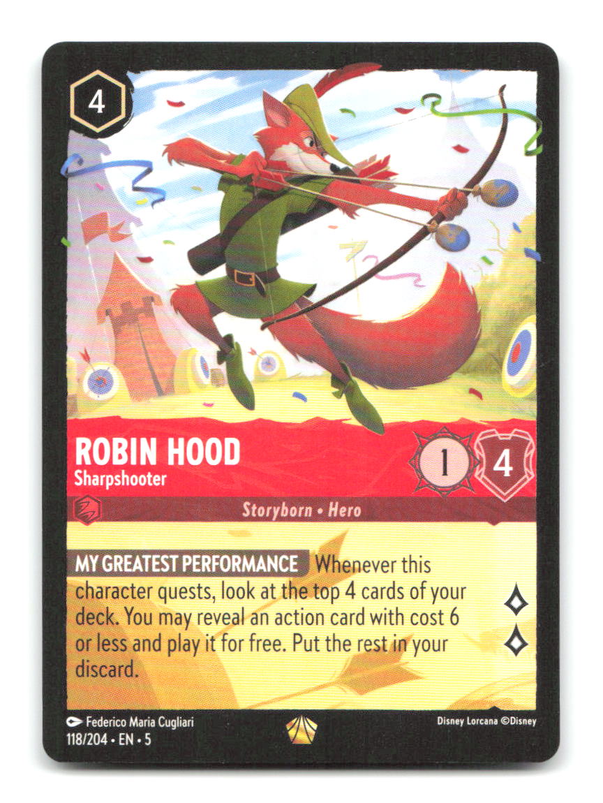 Robin Hood - Sharpshooter 118/204 5 Lorcana NM