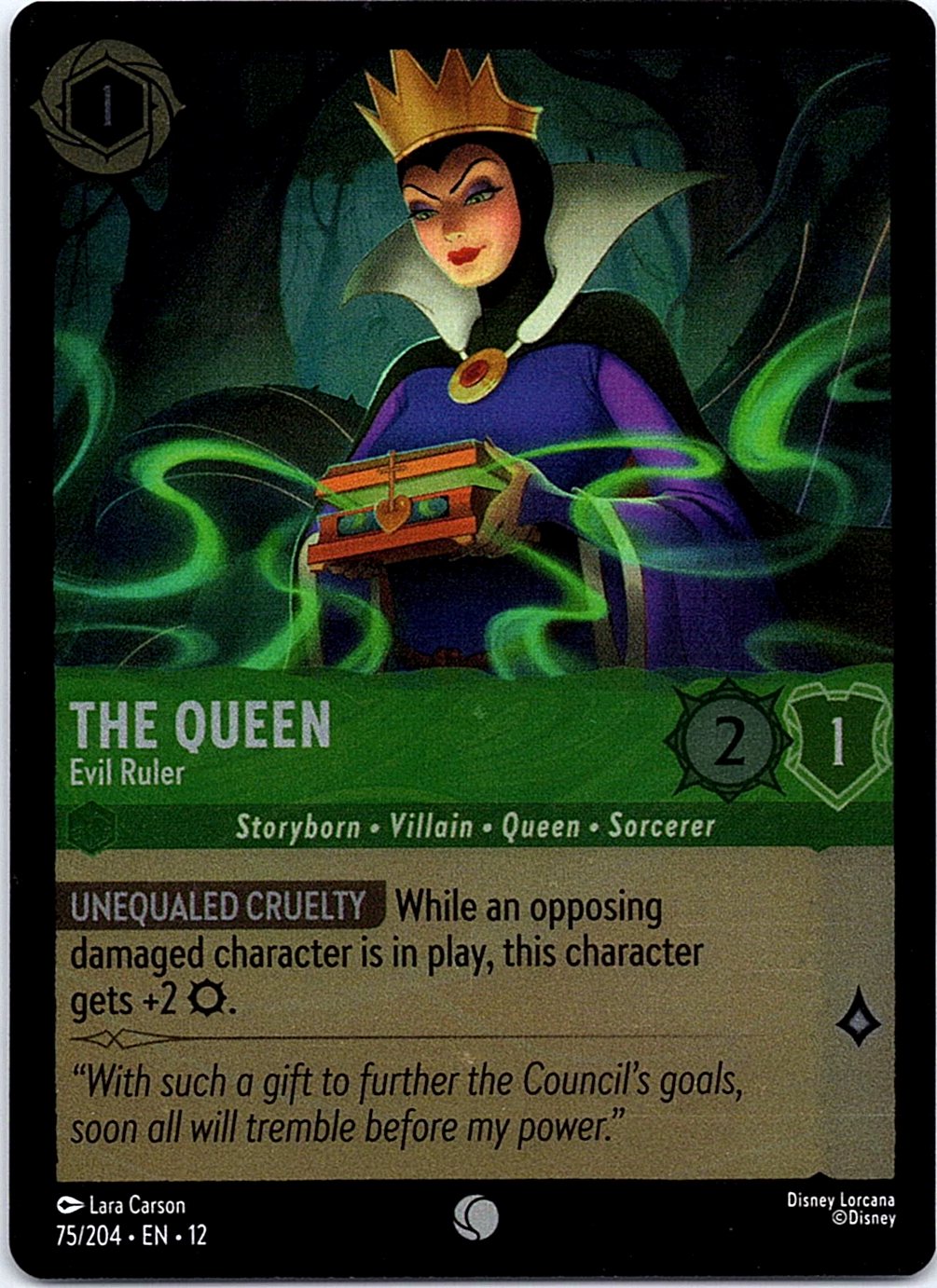 The Queen - Evil Ruler 75/204 Common Wilds Unknown Lorcana Cold Foil Near Mint