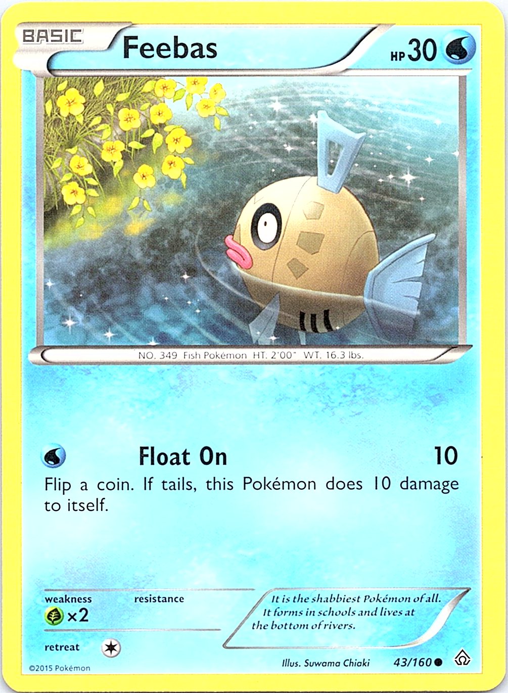 Feebas 43/160 Common Primal Clash Pokemon Moderately Played
