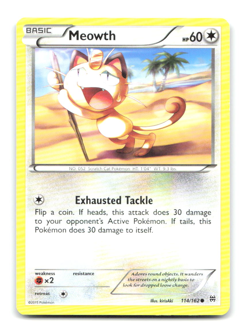 Meowth 114/162 Common BREAKthrough Pokemon Moderately Played
