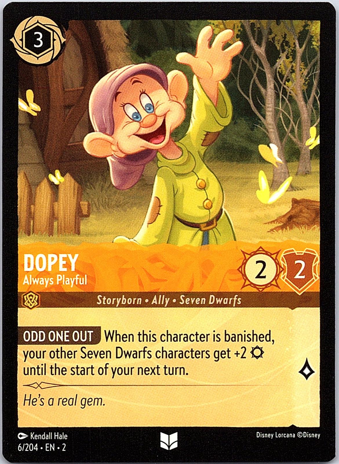 Dopey - Always Playful 6/204 Uncommon Rise of the Floodborn Lorcana Near Mint