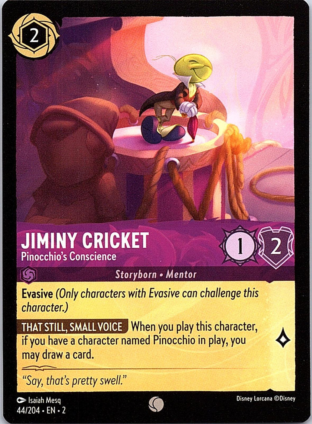 Jiminy Cricket - Pinocchio's Conscience 44/204 Rise of the Floodborn Lorcana NM