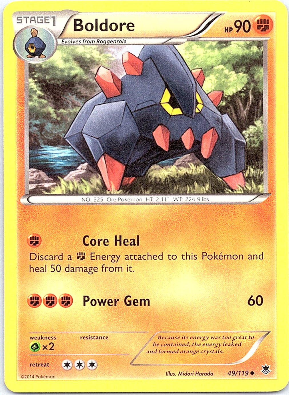 Boldore 49/119 Uncommon Phantom Forces Pokemon Lightly Played