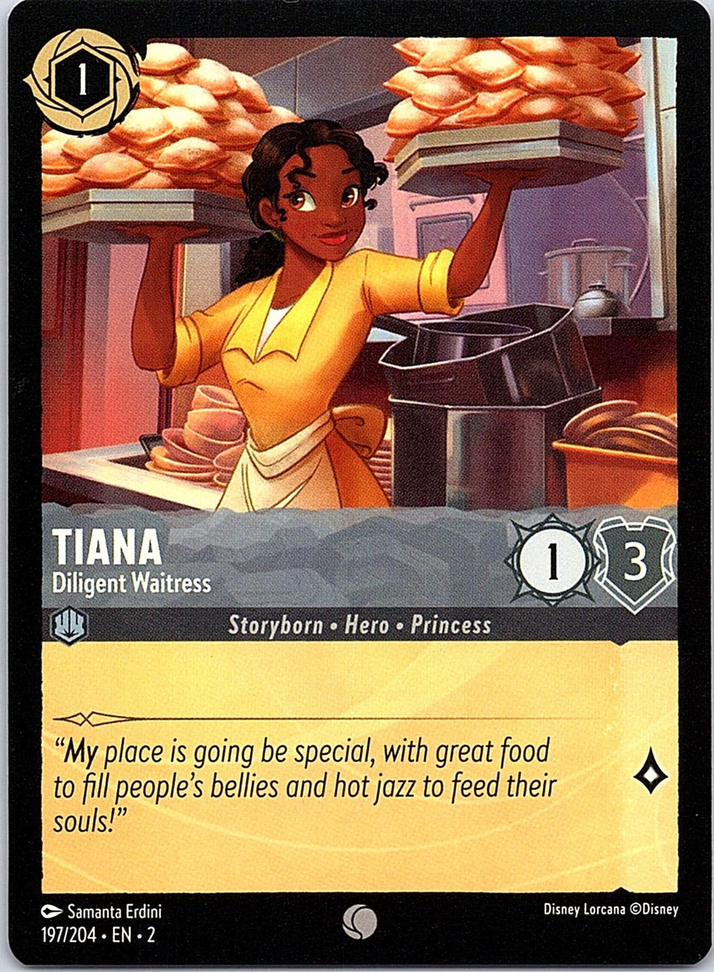 Tiana - Diligent Waitress 197/204 Common Rise of the Floodborn Lorcana Near Mint