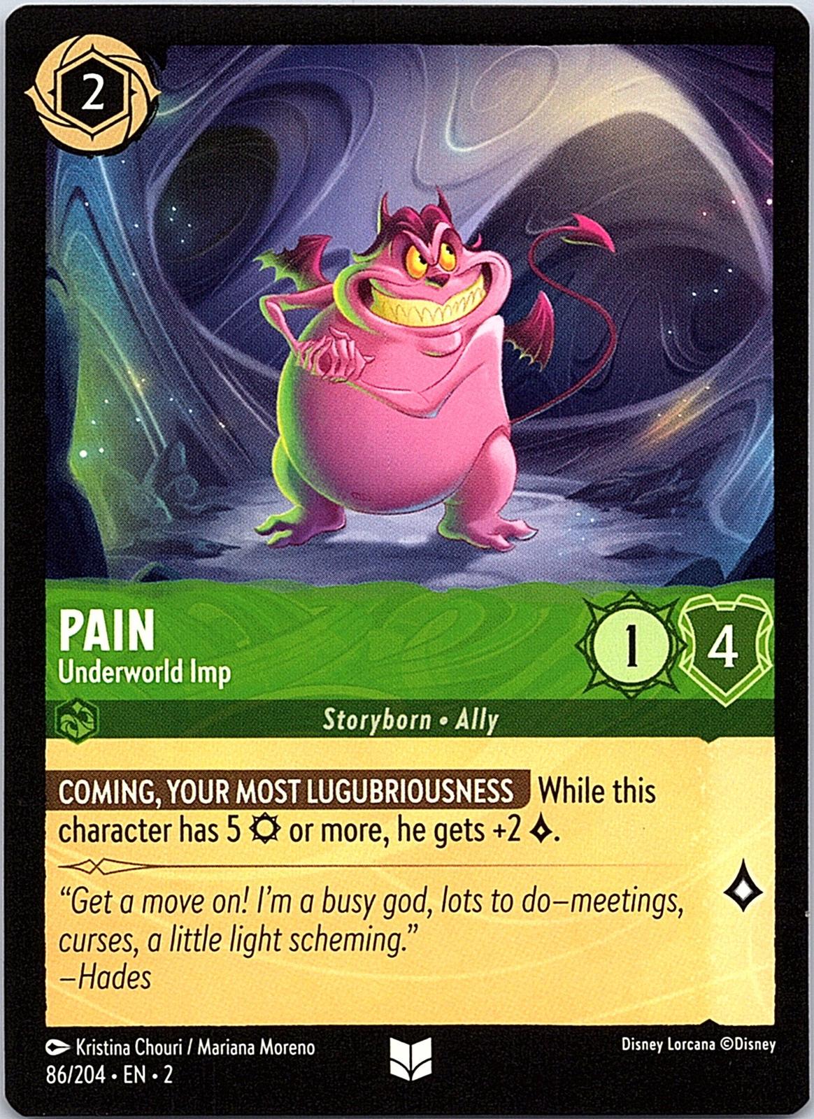 Pain - Underworld Imp 86/204 Uncommon Rise of the Floodborn Lorcana Near Mint