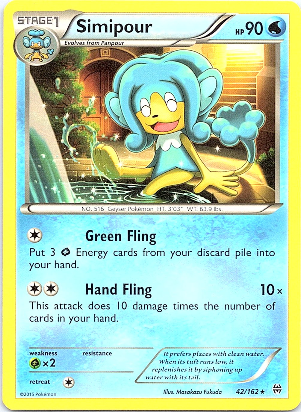 Simipour 42/162 Rare BREAKthrough Pokemon Moderately Played