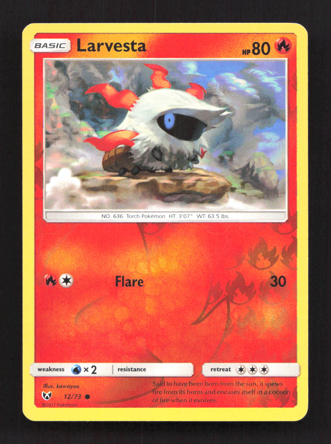 Larvesta 12/73 Common Shining Legends Pokemon Reverse Holo Lightly Played