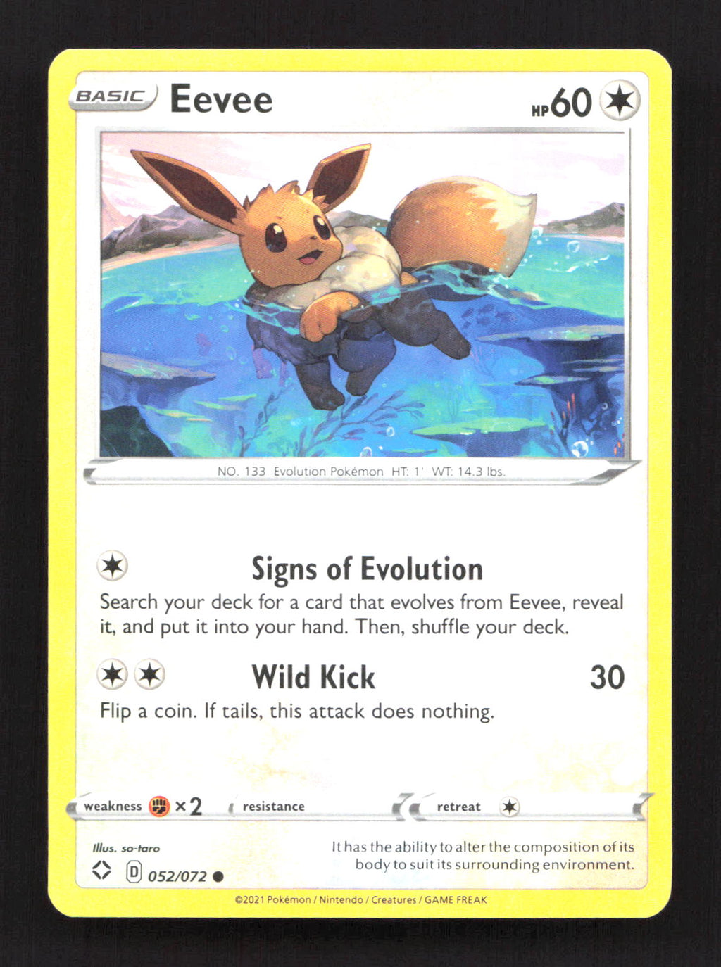 Eevee 052/072 Common Shining Fates Pokemon Lightly Played