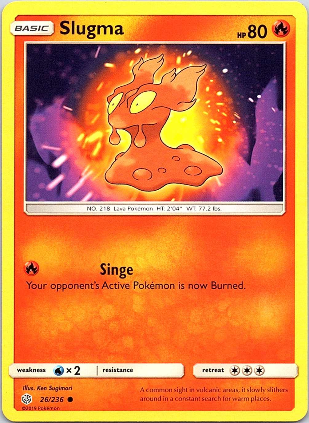 Slugma 26/236 Common Cosmic Eclipse Pokemon Moderately Played