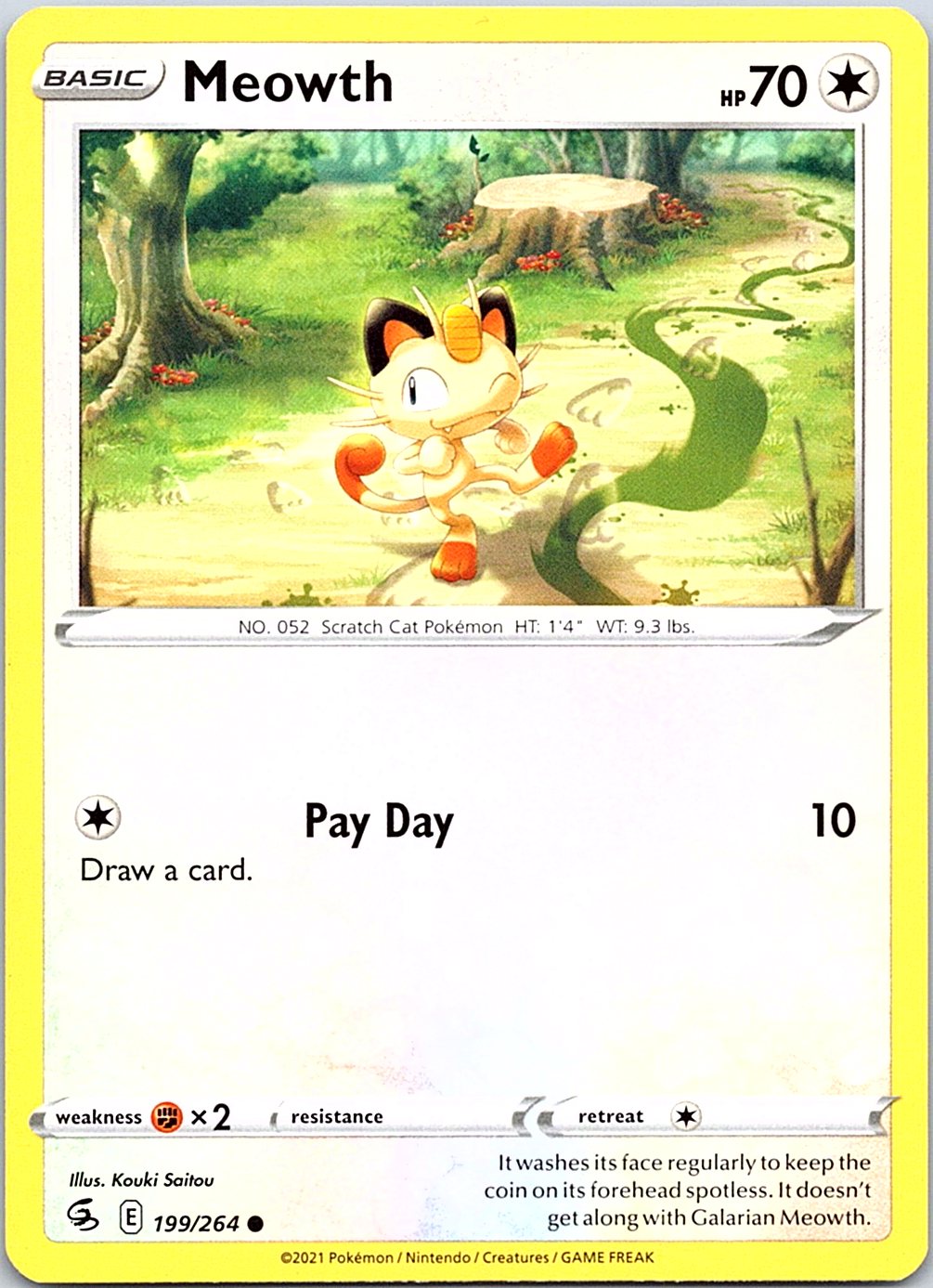 Meowth 199/264 Common Fusion Strike Pokemon Lightly Played