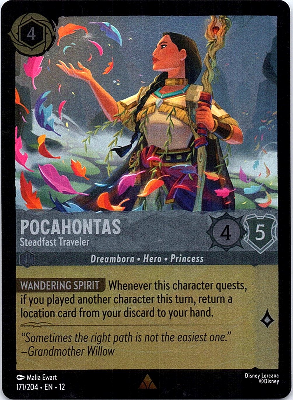 Pocahontas - Steadfast Traveler 171/204 Rare Wilds Unknown Lorcana Cold Foil NM