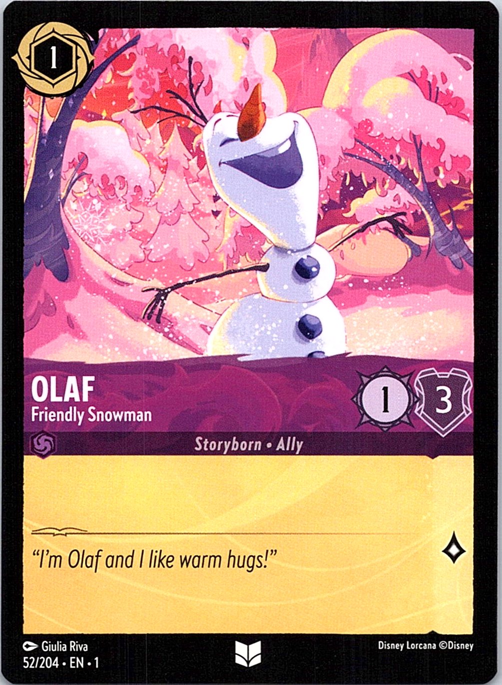 Olaf - Friendly Snowman 52/204 Uncommon The First Chapter Lorcana Near Mint