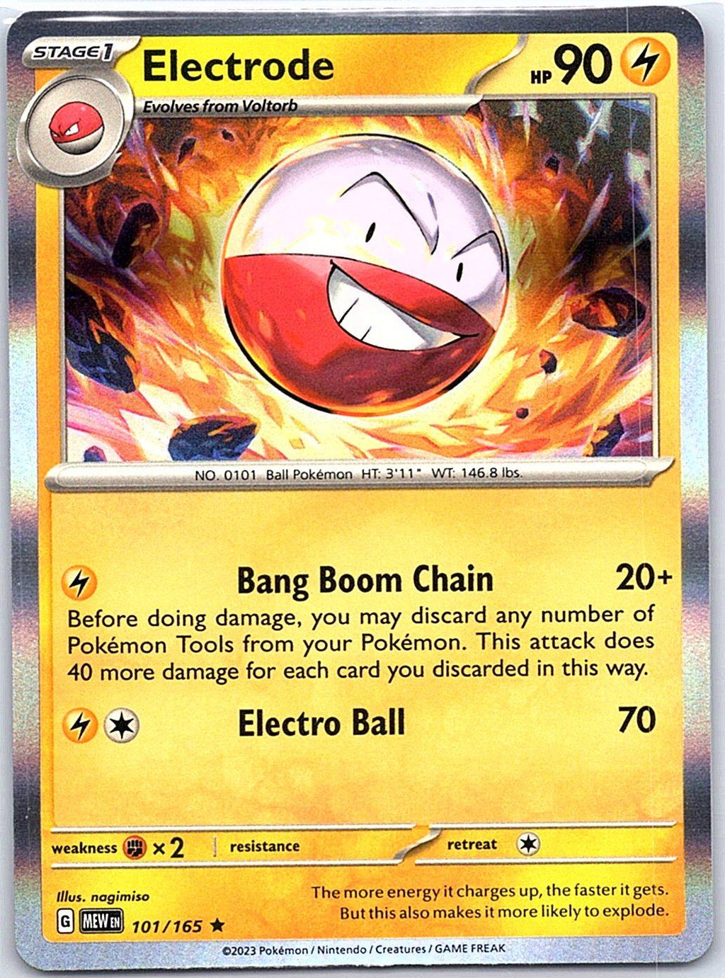 Electrode 101/165 Rare 151 Pokemon Holo Lightly Played