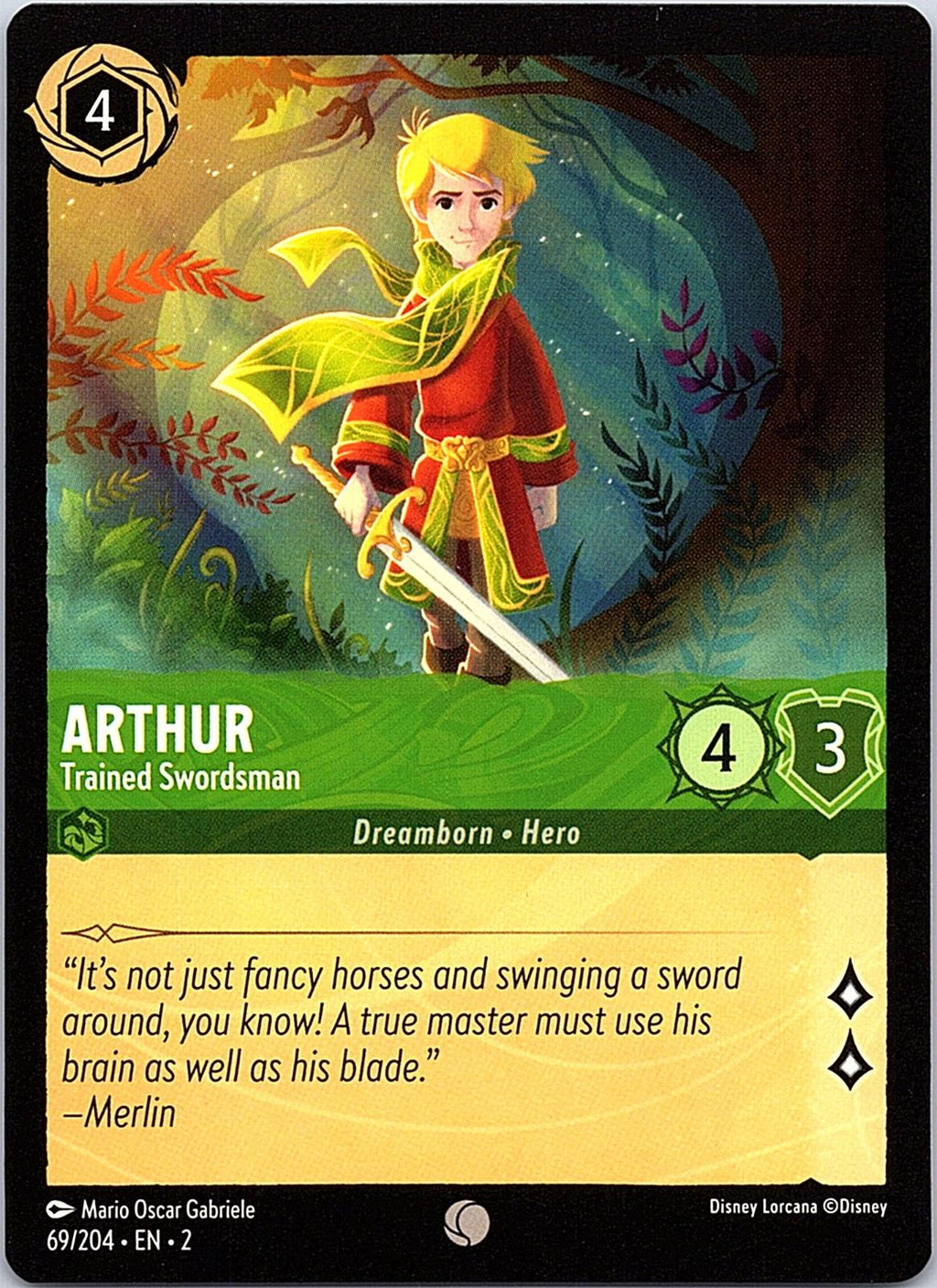 Arthur - Trained Swordsman 69/204 Common Rise of the Floodborn Lorcana Near Mint