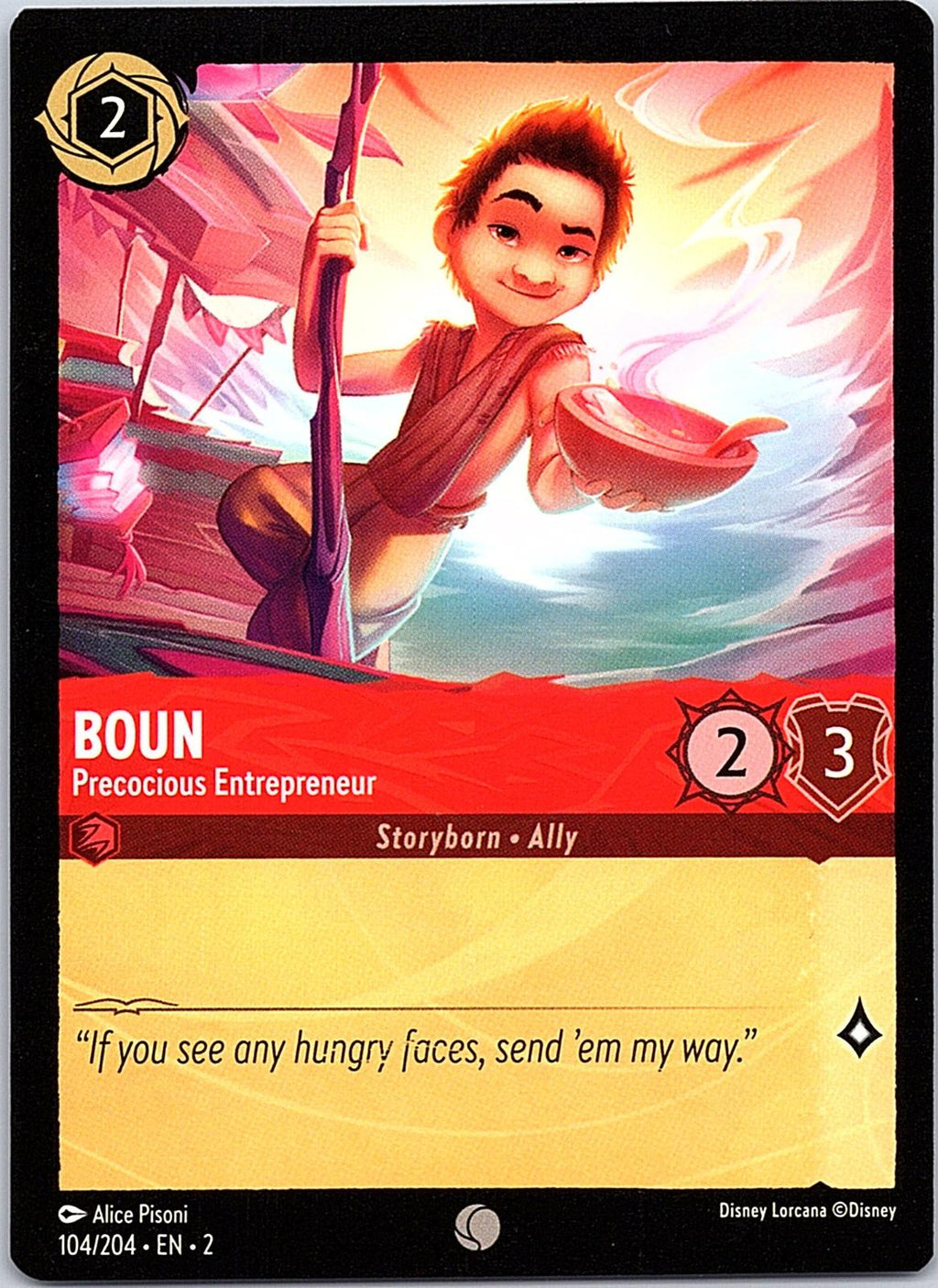 Boun - Precocious Entrepreneur 104/204 Common Rise of the Floodborn Lorcana NM