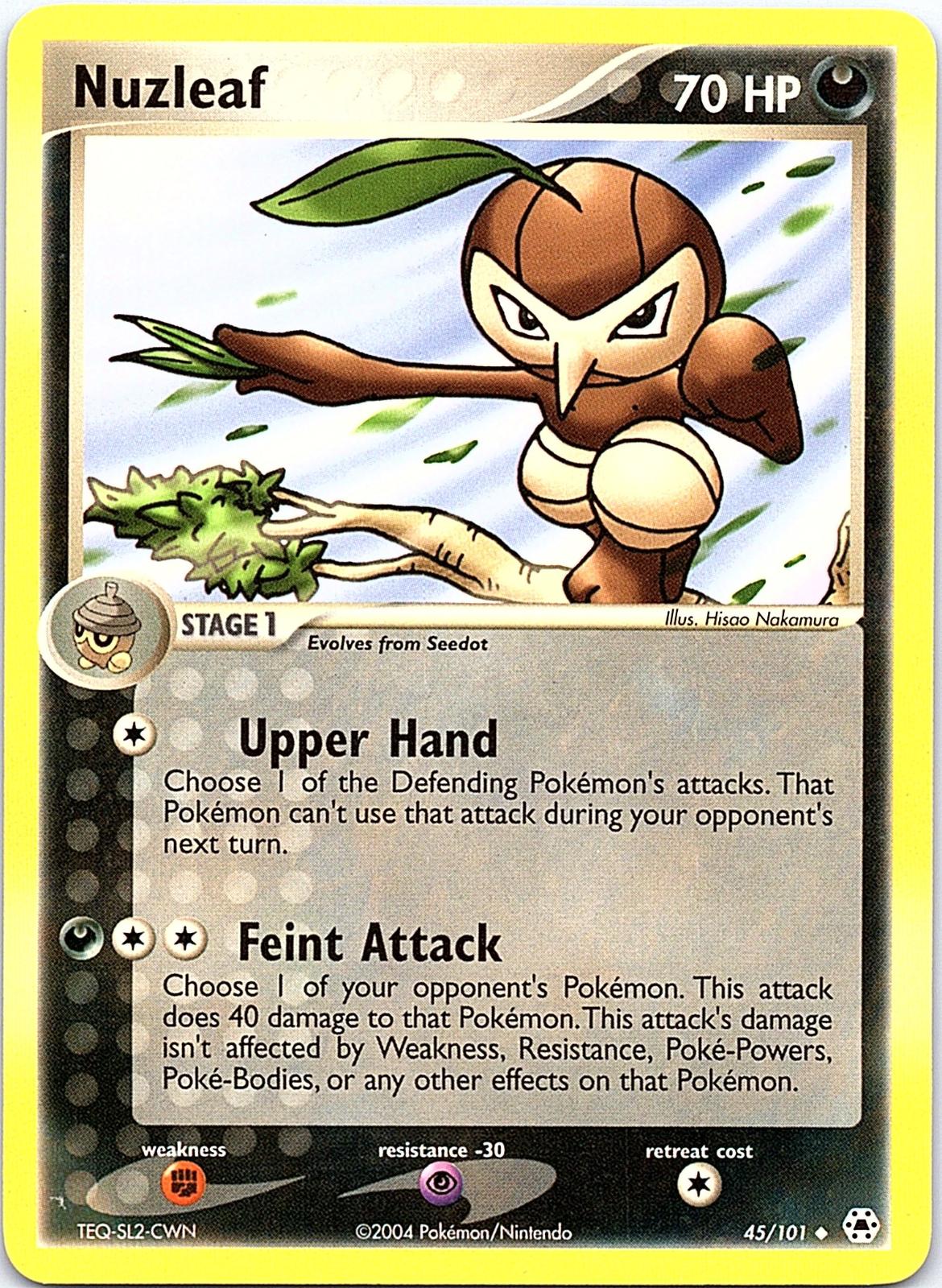 Nuzleaf 45/101 Uncommon Hidden Legends Pokemon Moderately Played