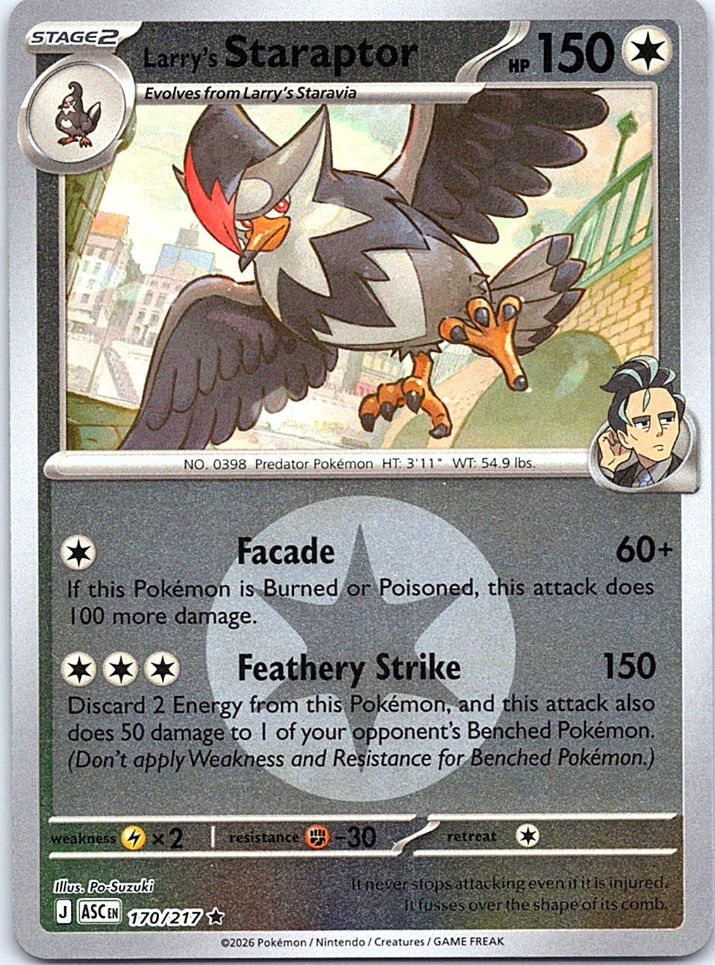 Larry's Staraptor (Energy Symbol) 170/217 Ascended Heroe Pokemon Reverse Holo NM