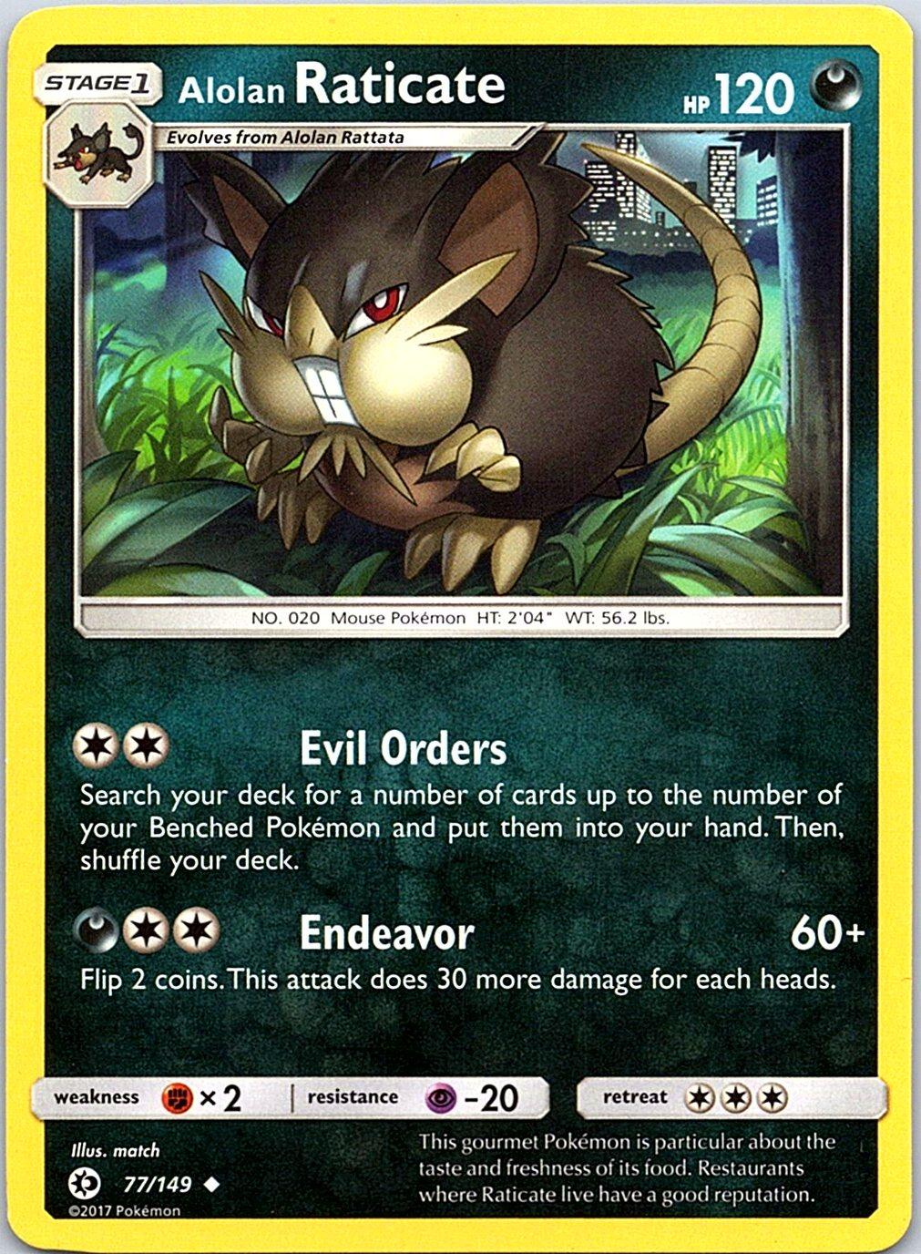 Alolan Raticate 77/149 Uncommon SM Base Set Pokemon Moderately Played